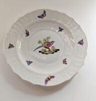 Herendi Rothschild madaras-lepkés porcelán desszertes tányér 18,5 cm