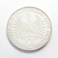 Németország,2 mark 1966 D - Max Planck fizikus aUNC+ nikkel