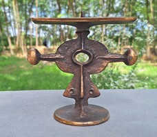 Jelzett Pap Zoltán ötvösművész modernista bronz szobor gyertyatartó 1960-as évek