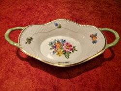 Herendi porcelán kosárka, csodaszép virágokkal, vastag aranyozással,  hibátlan állapotban