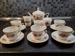Retro Alföldi porcelán teás készlet rózsás dekorral
