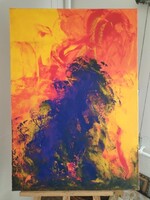 Szép szignózott absztrakt festmény 70x100 cm
