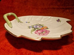 Herendi nagyméretű porcelán levél alakú, makulátlan kínáló
