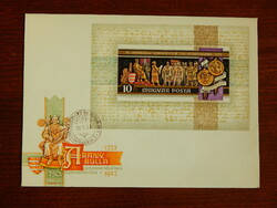 FDC 1972. Aranybulla blokkal