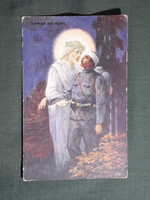 Képeslap,Osztrák Magyar hadsereg,katona levél,huszár,sebesült katona,honvéd,Jézus,1915-