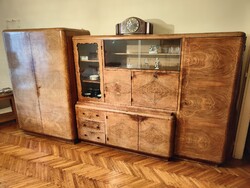 Különleges Art Deco kombinált szekrénysor és gardrób – Rejtett intarziával!