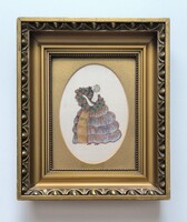 Lány virágokkal. Art déco festmény, 1920-as évek. Eredeti állapotban.