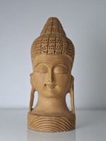 Vintage faragott Buddha fej szobor 15.5 cm