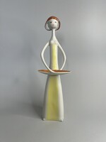 Ritka hollóházi art deco tálas lány, nő