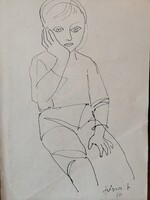 Józsa János festőművész és grafikusművész Kislány portréja i