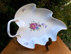 Hollóházi porcelán Hajnalka mintás levél alakú kínáló tál