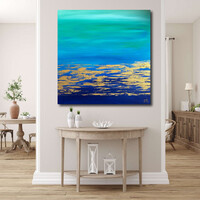 JMModernAbstract GOLDEN SEA 80X80 cm-es absztrakt modern festmény feszített vásznon