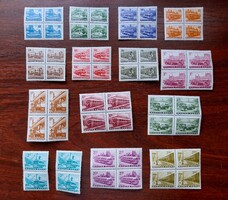 1963. KÖZLEKEDÉS (I.) sor, négyestömbök (1 kivétel 2X2) - apró hibák