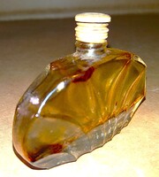 Szépséges antik LEGYEZŐKAGYLÓ parfumös - öntött - üveg kaucsuk fedövel 6 x 5,5 CM