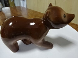 Kispest gránit figurális szobor, barna medve, hossza 12,5 cm. Jókai