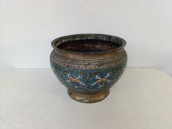 Antik kínai japán rekeszzománc bronz virág kaspó váza 623 7142