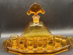 Ritka Cseh Art Deco Likőrös Készlet – Stölzle Heřmanova Huť (1930-as évek)