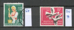 Saar-vidék (Saarland) postabélyegek – 2 db-os tétel