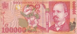 100.000   Lei  1998   Románia A képen látható Állapotban