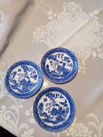 3 db antik  keleti vékony kék - fehér porcelán csészealátét - a népszerű Willow mintával