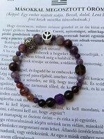 BéKe öSvéNy - egyedi ásvány karkötő – Turmalin, Füstkvarc, Ametiszt, Eperkvarc, Hematoid (18 cm)