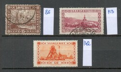 Saar-vidék (Saargebiet) 3 db-os történelmi tájképes bélyeg tétel