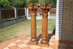 Egy darabból kézzel faragott hatalmas tölgyfa oszlopok, 153 cm!