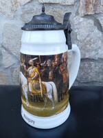 Munkácsy „Honfoglalás” mintás söröskorsó – Hungaria, hibátlan