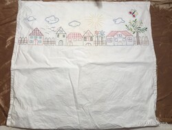 PÁRNAHUZAT - FRANCIA - HÍMZETT - 72 x 67 cm - PAMUTVÁSZON - HIBÁTLAN