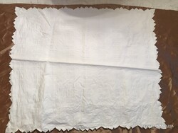PÁRNAHUZAT - MONOGRAM - HÍMZETT - KÉZIMUNKA  -  LENVÁSZON -  RÉGI - 76 x 65 cm  - HIBÁTLAN