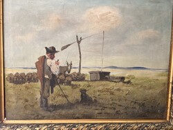 Olaj vászon kép.92x72cm Antik.