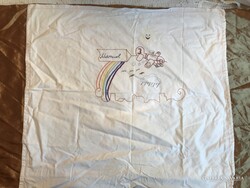PÁRNAHUZAT - HÍMZETT - FRANCIA - KÉZIMUNKA  - 75 x 70 cm - LENVÁSZON - MINŐSÉGI - HIBÁTLAN