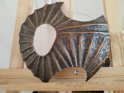 Iparművész modernista réz halas falidísz, virágtartó (Percz János?)  25x23 cm