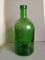 Antik zöld üveg ballon/ 3 literes demizson / vintage lakásdekoráció