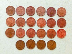 Anglia 22 db Különböző Érme 1 Penny 1971-2015