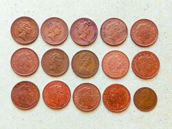Anglia 15 db Különböző Érme 1/2 1 Penny 1971-2015