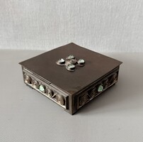 Mid-Century brutalista fém díszdoboz / szelence – Lignifer ISZ (11x11x4 cm)