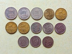 Görögország 13 db Különböző Érme 10 20 50 Drachma 1976-1992