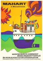 Molnár Kálmán Mahart a Balatonon retro plakát reprint nyomat, reklám poszter hajózás nyár tó nap