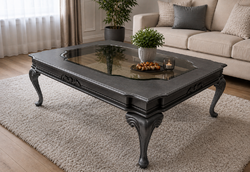 DESIGN DOHÁNYZÓASZTAL SZÜRKE 136X98