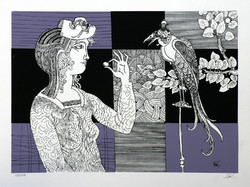 Szász Endre (1926-2003) A nagy madár (lila-fekete) - szerigráfia mérete: 32x40 cm
