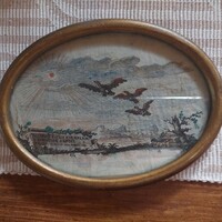 Memento mori XVIII.-XIX. századból (Selyem gobelin?)