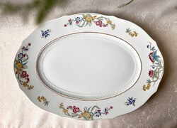 Antik vintage olasz Richard Ginori óriás színes virágos ovális porcelán kínáló tál