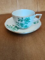 Herendi Green floral ZV zöld virágmintás kávés csésze aljával