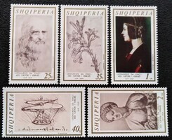 Al1346-50 / Albánia 1969 Leonardo de Vinci bélyegsor postatiszta