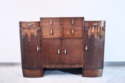 Antik angol Art Deco bárszekrény, tölgyfából