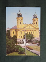 Képeslap,Debrecen,Kossuth Lajos szobor,Ref. nagytemplom látkép,részlet, 1982-