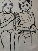 Józsa János festőművész és grafikusművész Zenélők