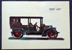 FIAT 1907 auto ,automobil  Töreky Ferenc grafika -  képeslap