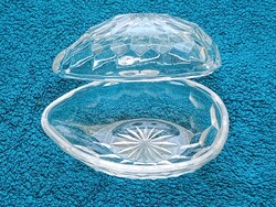 Kristály üveg tojás alakú szelence dobozka csecsebecsés retro Zajecar Jugoslavia 10x6x6cm